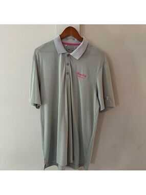 *Rare Find* Sandy Lane / Adidas  Vintage Golf Polo Shirt Grey/Pink Sz large
